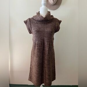 Brown Cowl Neck Sweater Dress